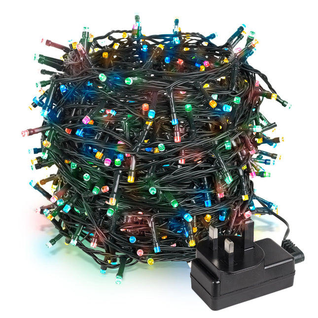 Indoor/Outdoor 8 Function LED Waterproof Fairy Lights with Green Cable (800) - Multicoloured-8800225811649-Bargainia.com