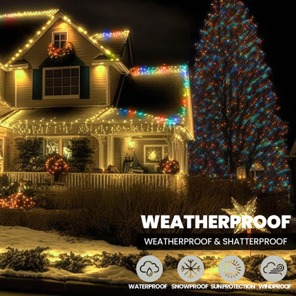 Indoor/Outdoor 8 Function LED Waterproof Fairy Lights with Clear Cable (800) - Multicoloured-8800225811779-Bargainia.com