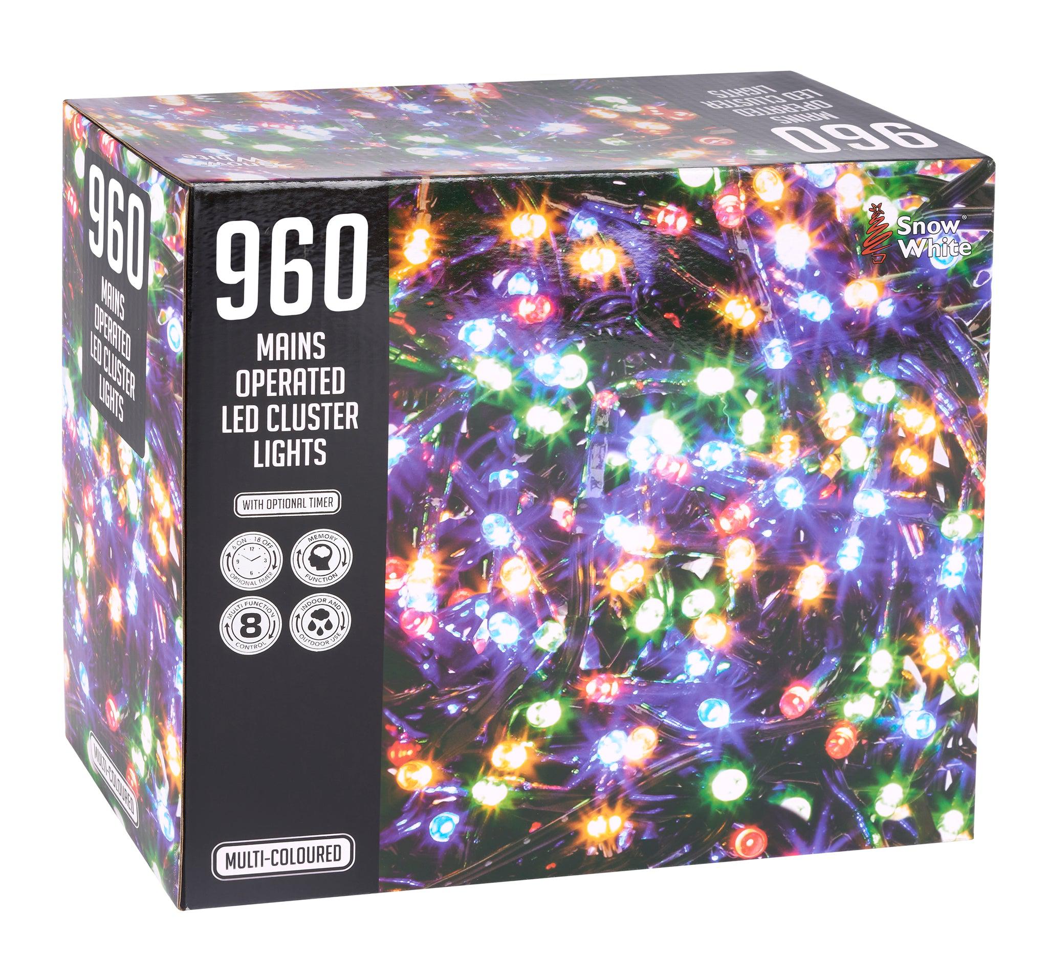 960 LED Cluster Lights - Multi Colour - 12M Lighting Clearance