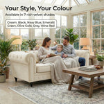 Canapé Chesterfield en velours crème