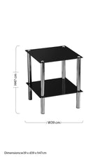Adam 2 Tier Black Glass End Table