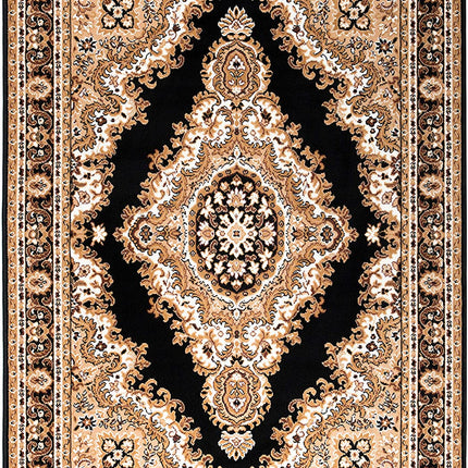 Black Traditional Medallion Design Rug  - Texas