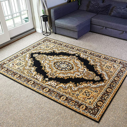 Black Traditional Medallion Design Rug  - Texas