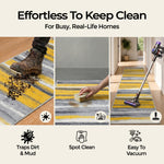 Texas Abstract Stripe Stair Runner, Mustard Yellow, Grey and White Hessian Backed Hallway Runner, Custom Length