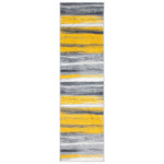 Texas Abstract Stripe Stair Runner, Mustard Yellow, Grey and White Hessian Backed Hallway Runner, Custom Length
