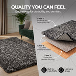Enjoy Grey Mottled Shaggy Rug, 4cm Thick Pile, Non-Shedding Polypropylene, Hessian Backed, Underfloor Heating Safe