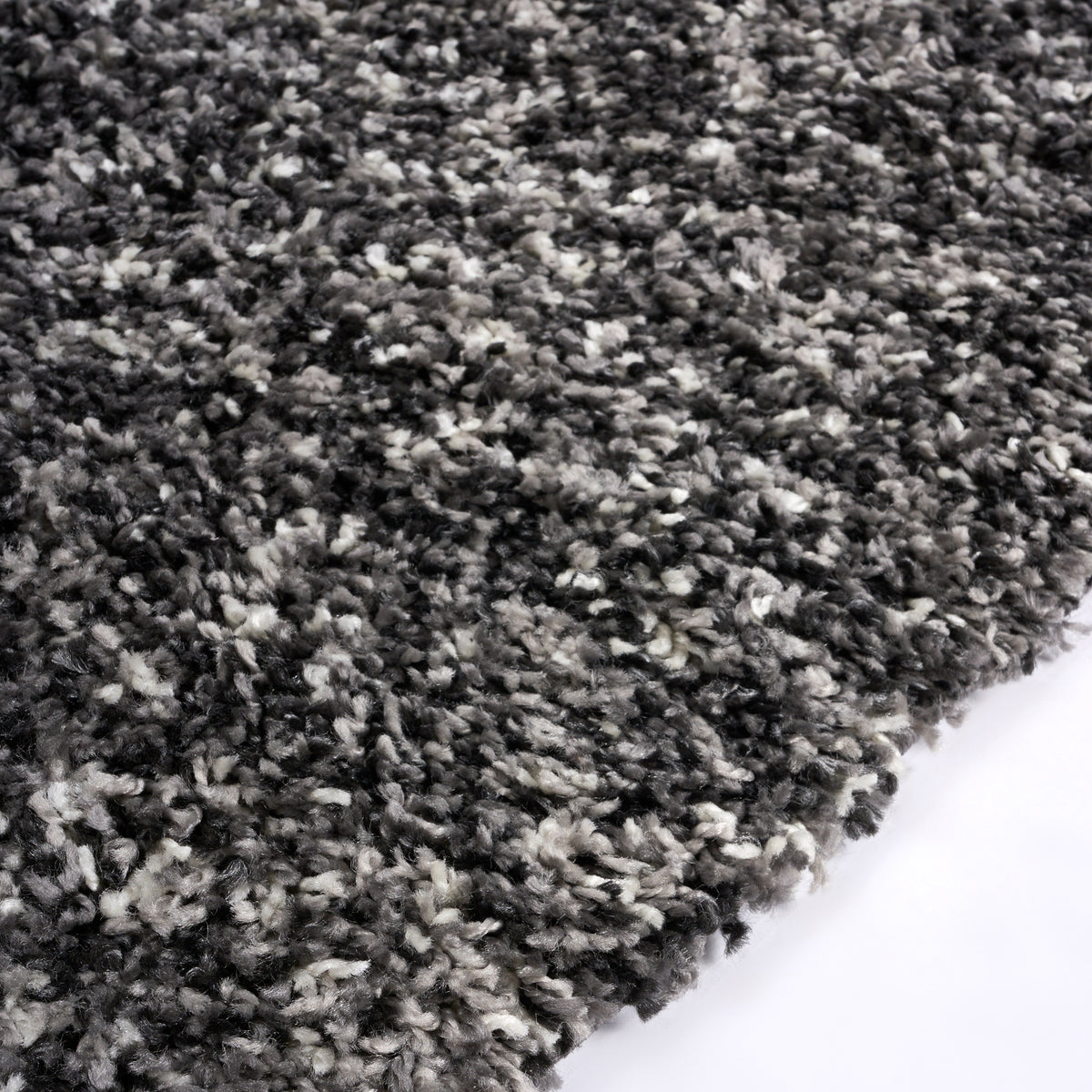 Enjoy Grey Mottled Shaggy Rug, 4cm Thick Pile, Non-Shedding Polypropylene, Hessian Backed, Underfloor Heating Safe