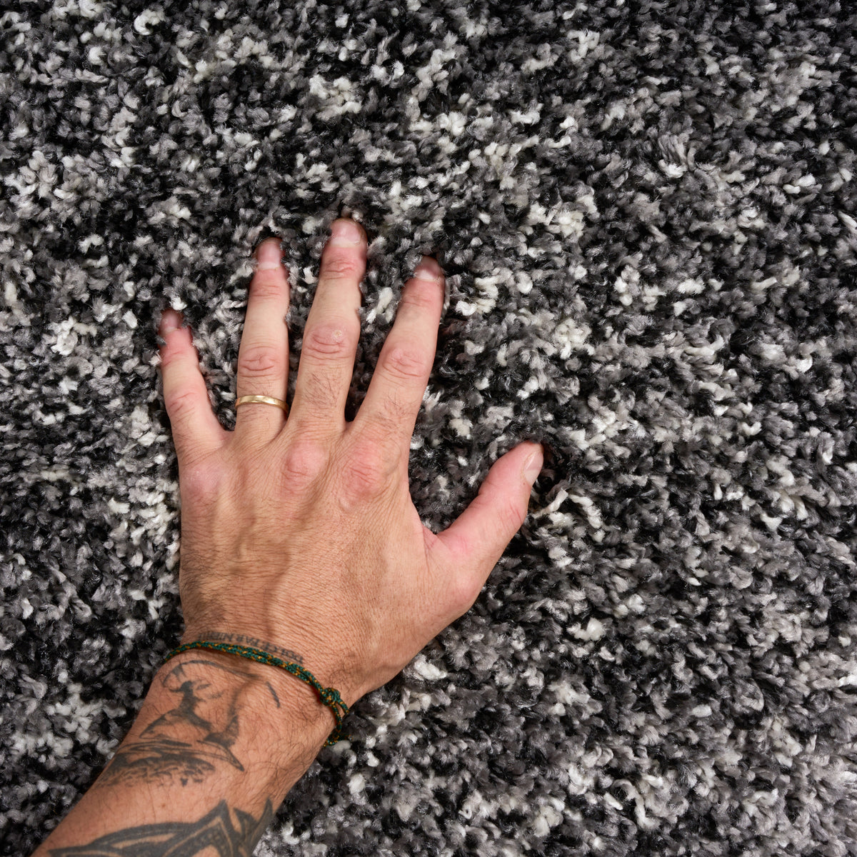 Enjoy Grey Mottled Shaggy Rug, 4cm Thick Pile, Non-Shedding Polypropylene, Hessian Backed, Underfloor Heating Safe