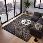 Enjoy Grey Mottled Shaggy Rug, 4cm Thick Pile, Non-Shedding Polypropylene, Hessian Backed, Underfloor Heating Safe