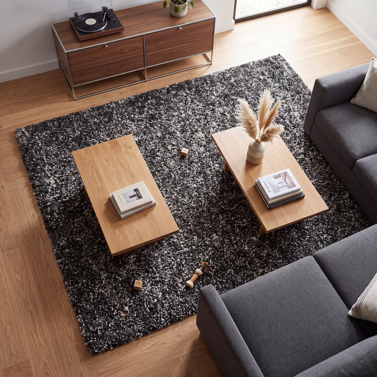 Enjoy Grey Mottled Shaggy Rug, 4cm Thick Pile, Non-Shedding Polypropylene, Hessian Backed, Underfloor Heating Safe