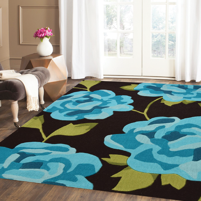 Teal Floral Rug | Rug Masters | Free UK Delivery