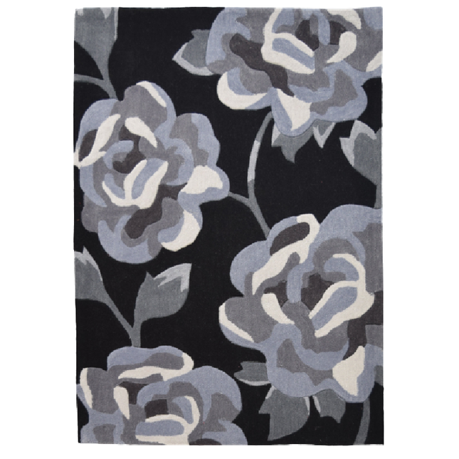 Black Floral Rug | Rug Masters | Free UK Delivery