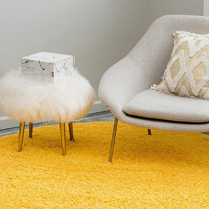 Mustard Yellow Thick Shaggy Rug - California