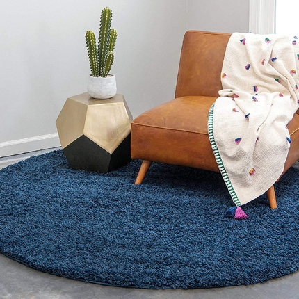 Navy Thick Shaggy Rug - California