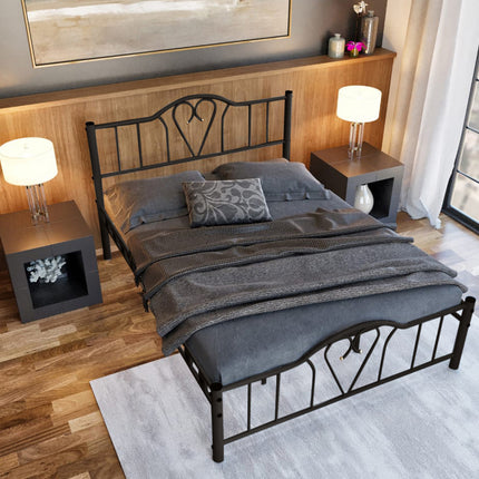 Orkide Metal 4'6FT Double Bed Frame - Black