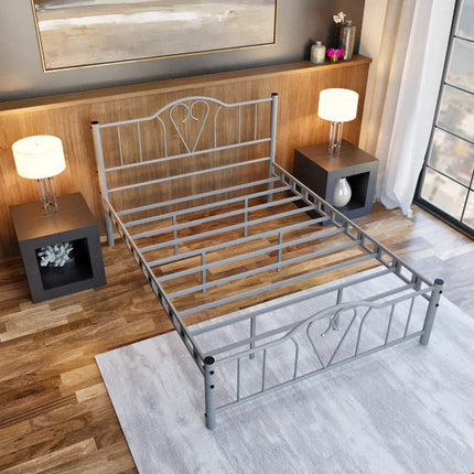 Orkide Metal 4'6FT Double Bed Frame - Silver