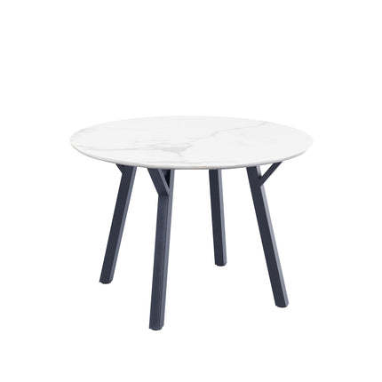 Marble Effect Round Dining Table - 1.1m