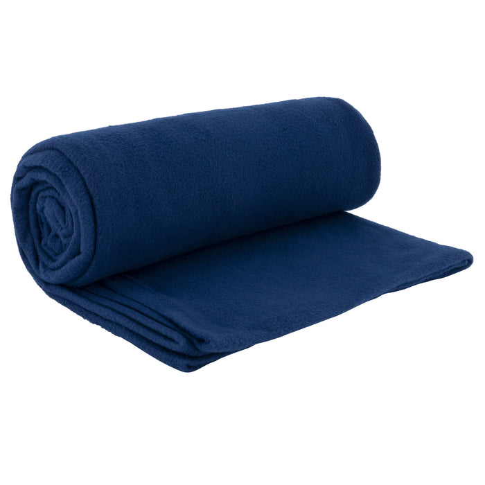 King Size Plain Fleece Blanket - 150 x 200cm - Navy-5056536100900-Bargainia.com