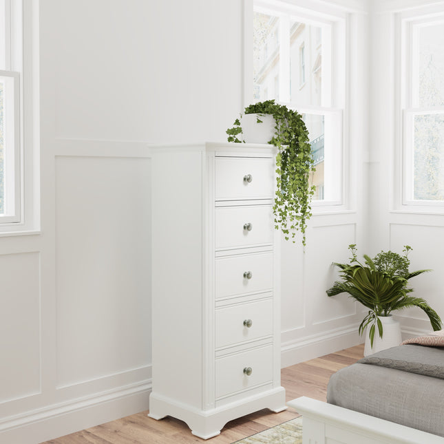 Amelia Narrow White Chest Of Drawers