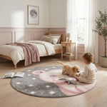Bambi Pink Bear Kids Rug, Soft 13mm Pile Nursery and Children's Bedroom Rug, OEKO-TEX Tested, Round and Rectangle