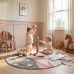 Bambi Pink Bear Kids Rug, Soft 13mm Pile Nursery and Children's Bedroom Rug, OEKO-TEX Tested, Round and Rectangle