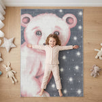 Bambi Pink Bear Kids Rug, Soft 13mm Pile Nursery and Children's Bedroom Rug, OEKO-TEX Tested, Round and Rectangle