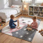 Bambi Pink Bear Kids Rug, Soft 13mm Pile Nursery and Children's Bedroom Rug, OEKO-TEX Tested, Round and Rectangle