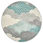 Bambi Blue and Grey Clouds Kids Rug, Soft 13mm Pile Nursery and Children's Bedroom Play Mat, Rectangle and Round