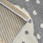 Bambi Pink and Grey Clouds Kids Rug, Soft 13mm Pile Nursery and Playroom Rug, Hessian Backed, Round Sizes
