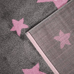 Tapis Étoiles roses et grises - Enfants