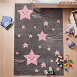 Tapis Étoiles roses et grises - Enfants