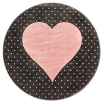 Bambi Pink and Grey Hearts Kids Rug, Soft 13mm Pile Nursery and Playroom Rug, Hessian Backed, Round Sizes