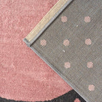 Bambi Pink and Grey Hearts Kids Rug, Soft 13mm Pile Nursery and Playroom Rug, Hessian Backed, Round Sizes
