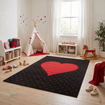 Tapis enfant cœur rouge et noir - Bambi