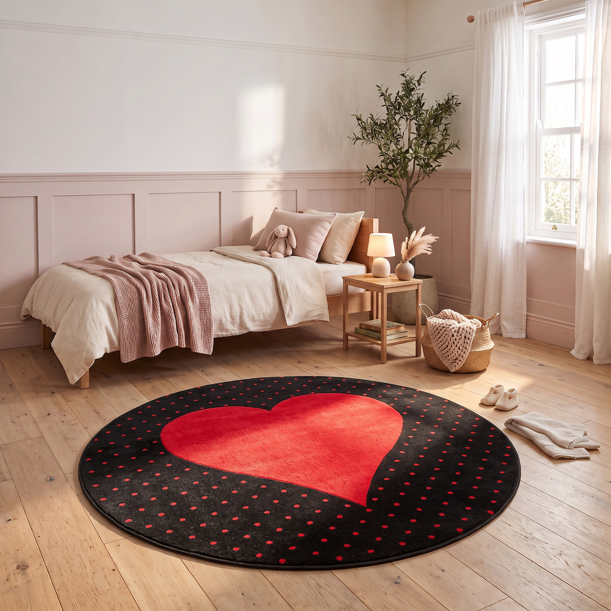 Tapis enfant cœur rouge et noir - Bambi