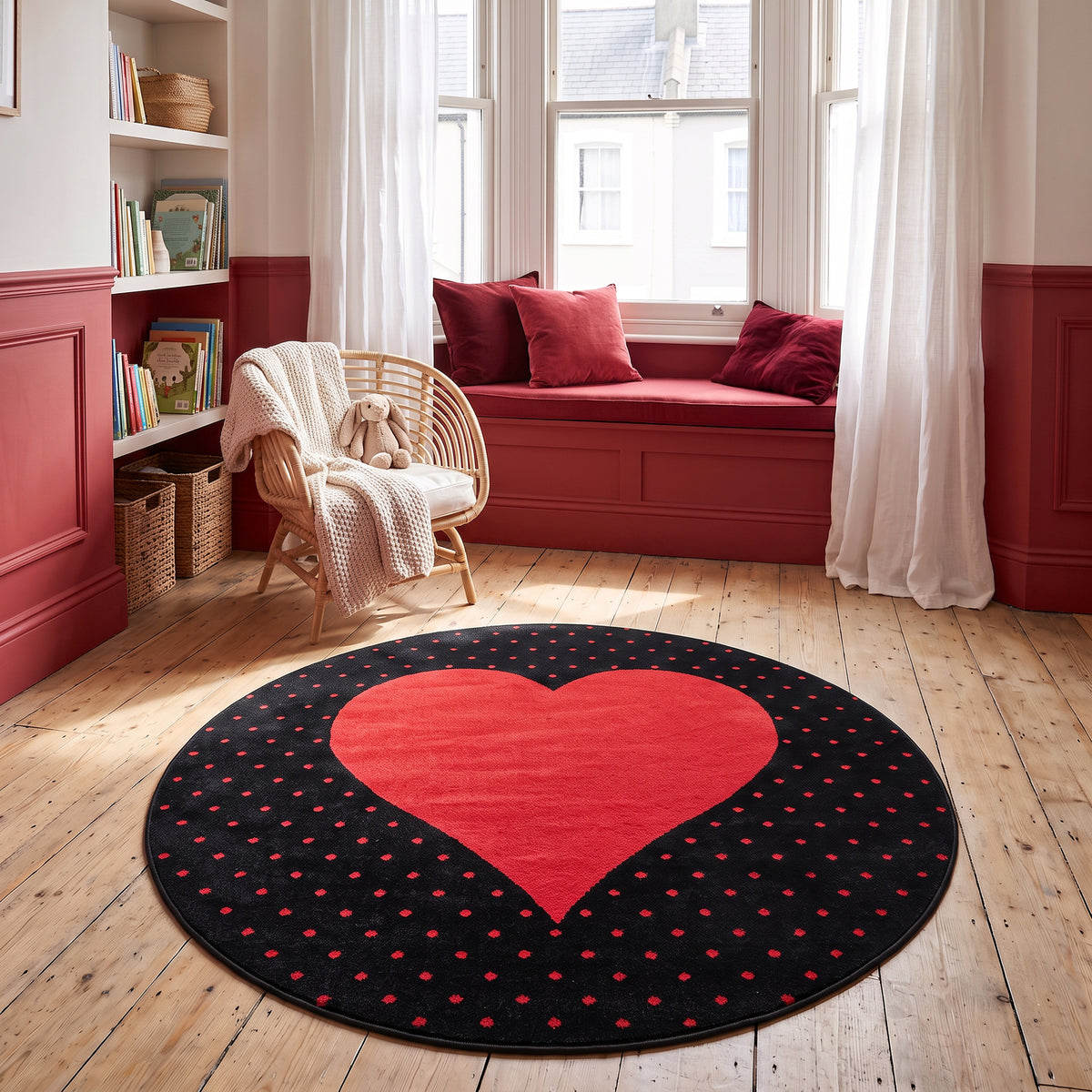 Tapis enfant cœur rouge et noir - Bambi
