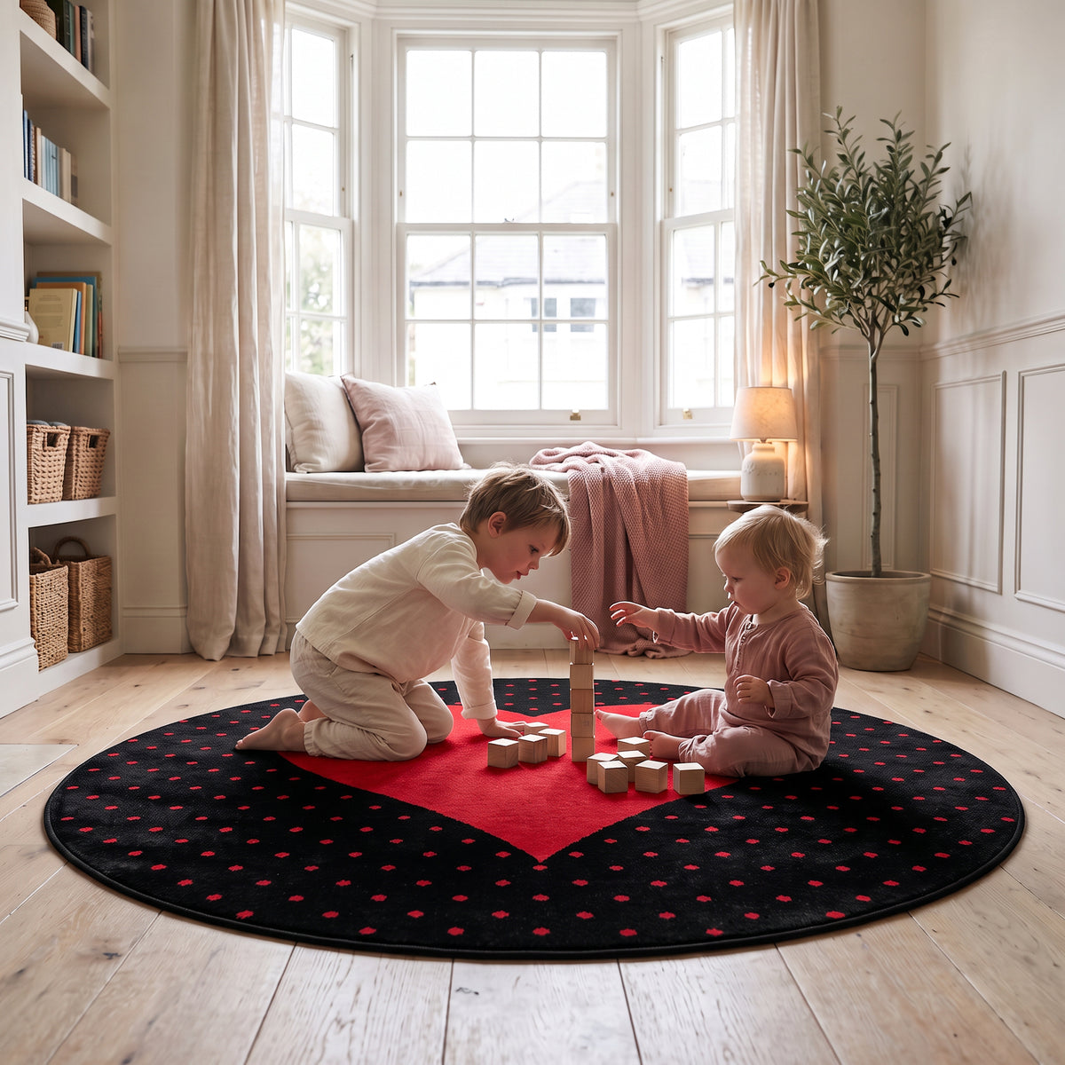 Tapis enfant cœur rouge et noir - Bambi