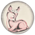 Bambi Pink Sleeping Fawn Kids Rug, Soft 13mm Pile Nursery and Playroom Rug, Hessian Backed, Round Sizes