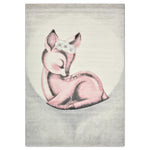 Bambi Pink Sleeping Fawn Kids Rug, Soft 13mm Pile Nursery and Playroom Rug, Hessian Backed, Round Sizes