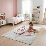 Bambi Pink Sleeping Fawn Kids Rug, Soft 13mm Pile Nursery and Playroom Rug, Hessian Backed, Round Sizes