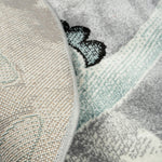 Bambi Sleeping Dinosaur Kids Rug, Blue and Grey Nursery and Kids Bedroom Play Mat, Soft 13mm Pile, Rectangle and Round