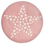 Bambi Pink Stars Kids Rug, Soft 13mm Pile Nursery and Playroom Rug, Hessian Backed, Rectangle and Round Sizes