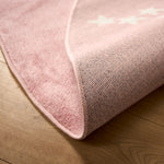Bambi Pink Stars Kids Rug, Soft 13mm Pile Nursery and Playroom Rug, Hessian Backed, Rectangle and Round Sizes
