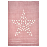 Bambi Pink Stars Kids Rug, Soft 13mm Pile Nursery and Playroom Rug, Hessian Backed, Rectangle and Round Sizes