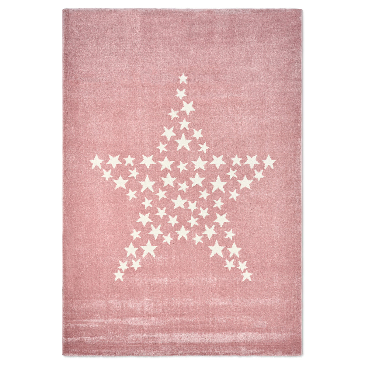Bambi Pink Stars Kids Rug, Soft 13mm Pile Nursery and Playroom Rug, Hessian Backed, Rectangle and Round Sizes
