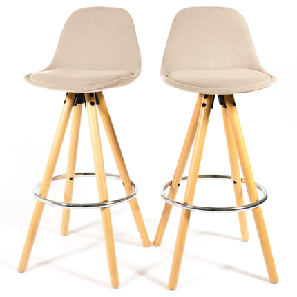 Barcelona Bar Stools - Set Of 2 - Beige-5056150252917-Bargainia.com