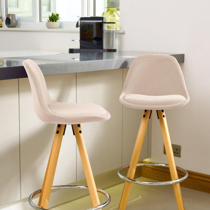 Barcelona Bar Stools - Set Of 2 - Beige-5056150252917-Bargainia.com