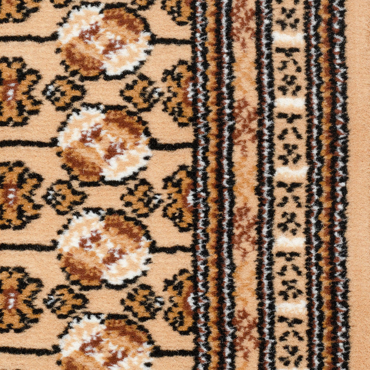 Beige Bokhara Stair Runner, Traditional Hessian Backed Hallway Carpet Runner, 60cm Wide, 9mm Pile, Custom Lengths
