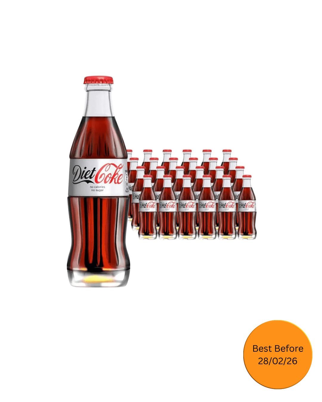 Diet Coke Glass Bottles 24 x 200ml Best Before date - 28.02.26