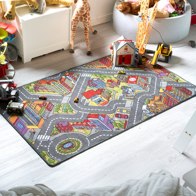 Children's Big City Mat Town Car Roads Rug